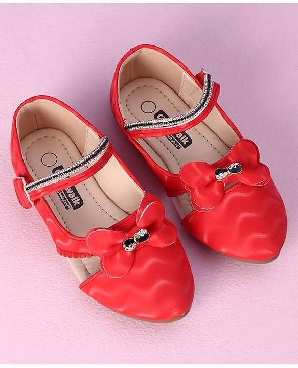 Cute Walk by Babyhug Sandals Bow Applique- Red