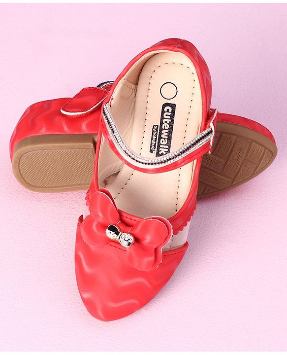 Cute Walk by Babyhug Sandals Bow Applique- Red