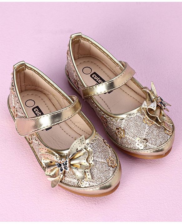 Cute Walk by Babyhug Sandals Bow Applique- Gold