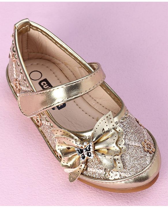 Cute Walk by Babyhug Sandals Bow Applique- Gold