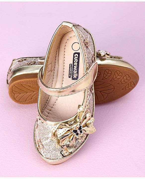 Cute Walk by Babyhug Sandals Bow Applique- Gold