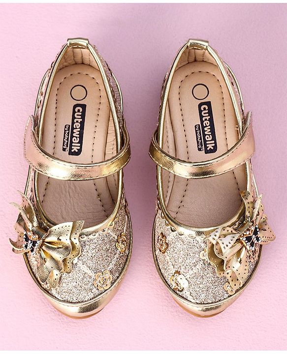 Cute Walk by Babyhug Sandals Bow Applique- Gold