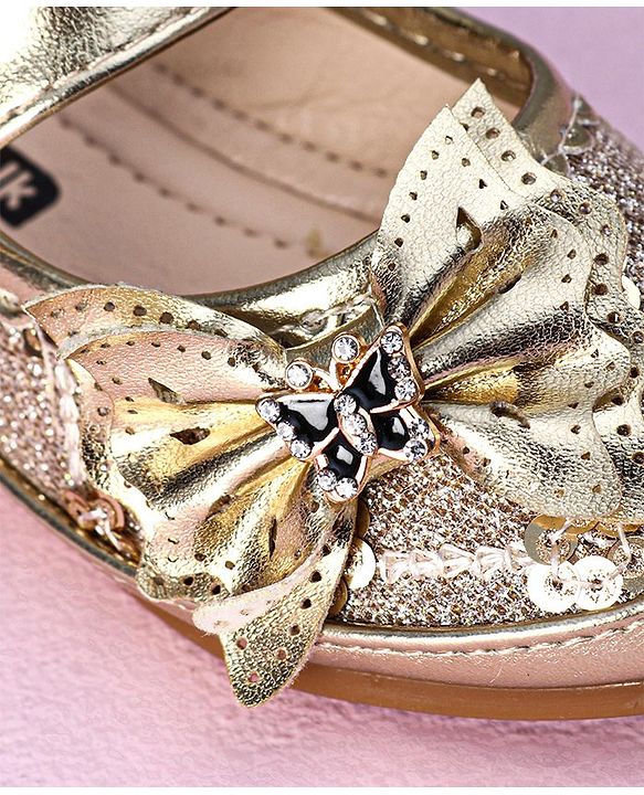 Cute Walk by Babyhug Sandals Bow Applique- Gold