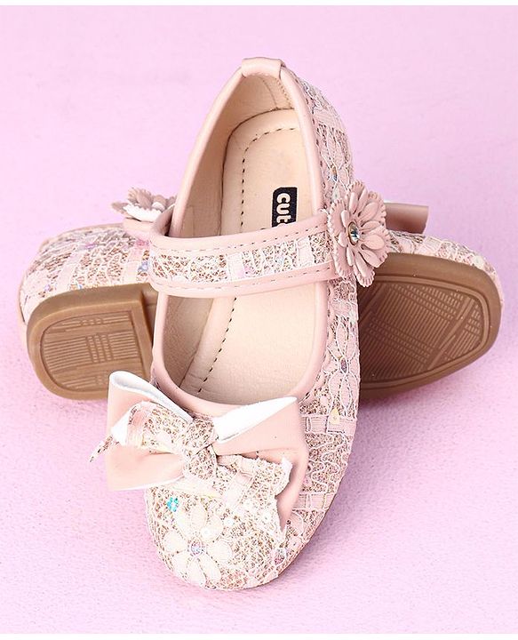 Cute Walk by Babyhug Sandals Bow & Flower Applique- Pink
