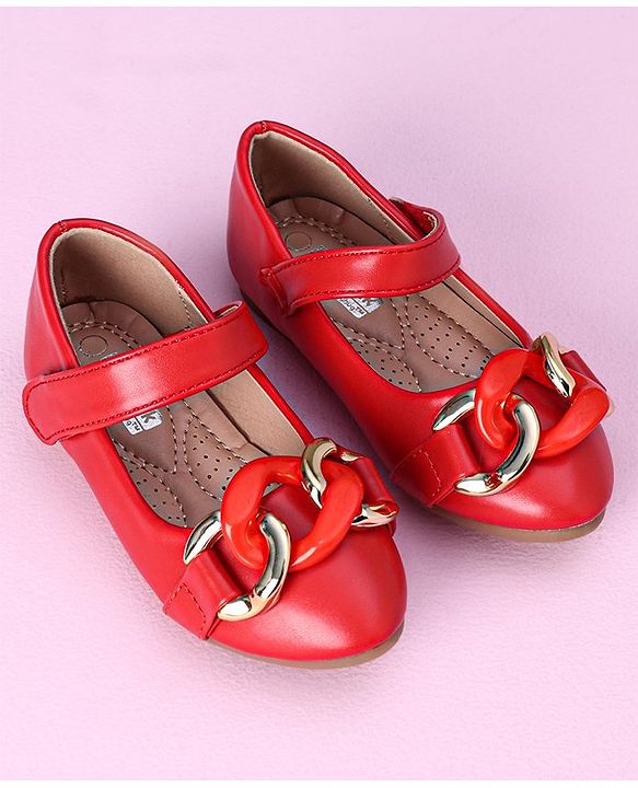 Cute Walk by Babyhug Party Wear Ballerinas Chain Applique - Red