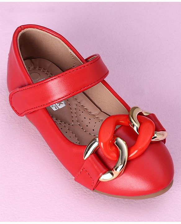 Cute Walk by Babyhug Party Wear Ballerinas Chain Applique - Red