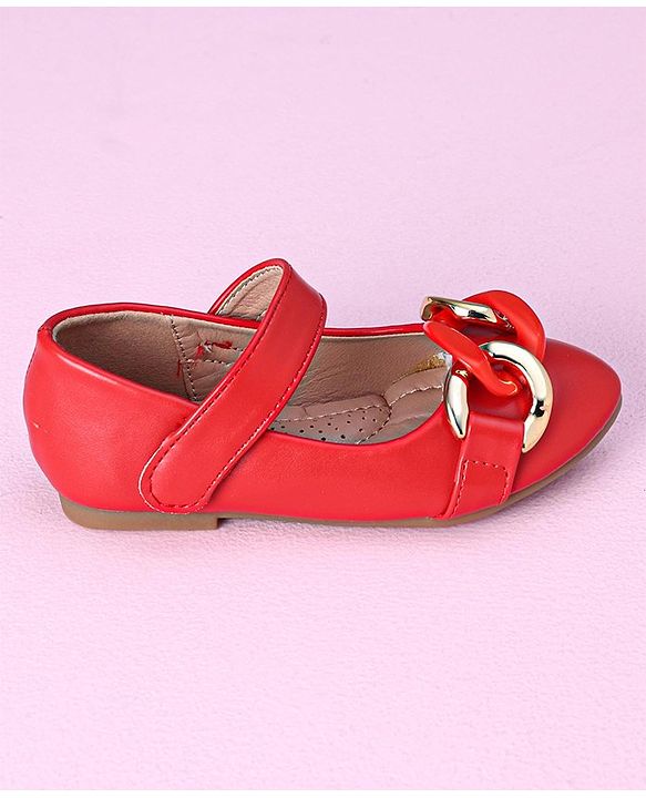 Cute Walk by Babyhug Party Wear Ballerinas Chain Applique - Red