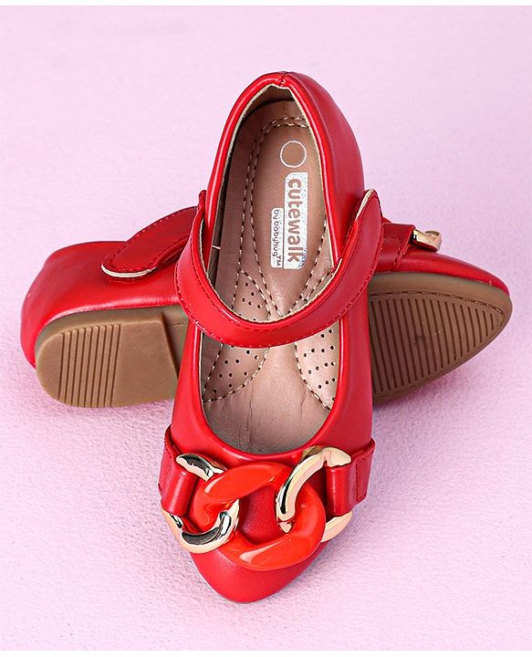 Cute Walk by Babyhug Party Wear Ballerinas Chain Applique - Red