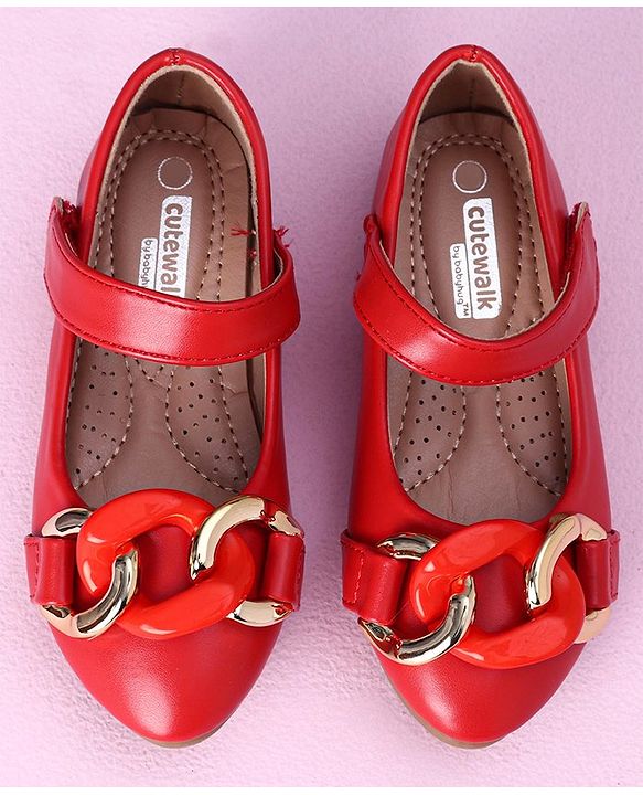 Cute Walk by Babyhug Party Wear Ballerinas Chain Applique - Red