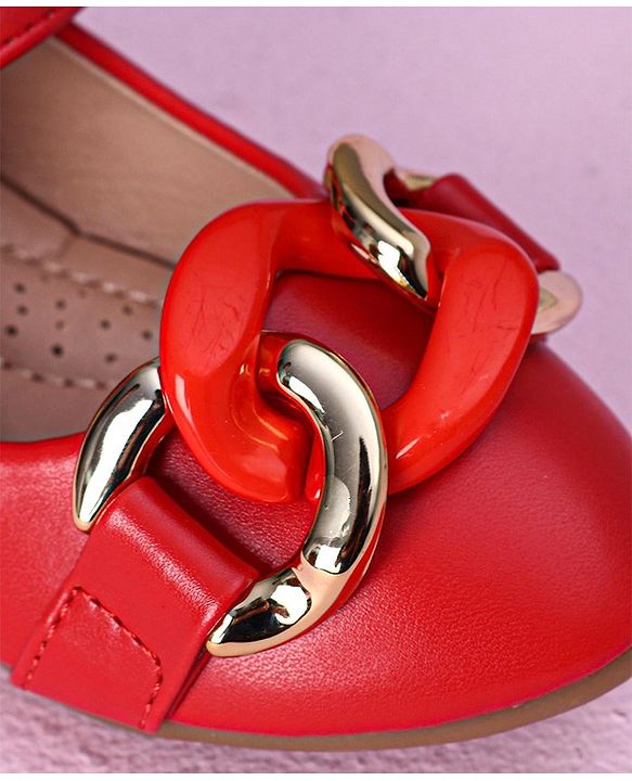 Cute Walk by Babyhug Party Wear Ballerinas Chain Applique - Red
