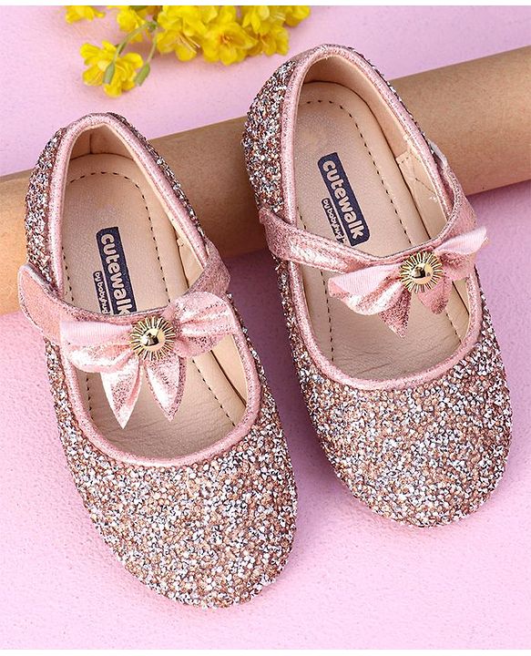 Cute Walk by Babyhug Party Wear Belly Shoes - Light Pink