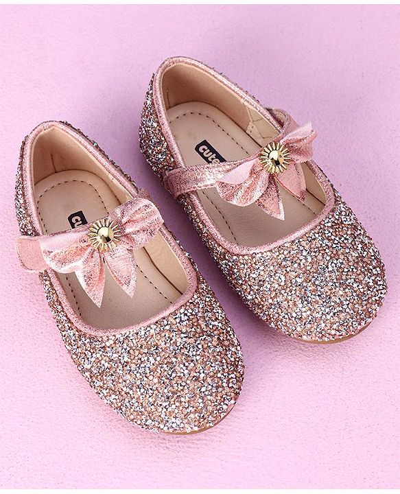 Cute Walk by Babyhug Party Wear Belly Shoes - Light Pink