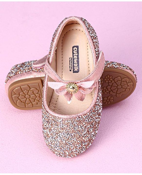 Cute Walk by Babyhug Party Wear Belly Shoes - Light Pink