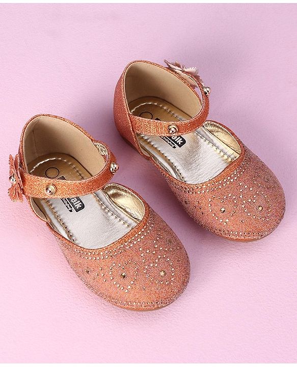 Cute Walk by Babyhug Ballerinas with Floral Applique - Orange