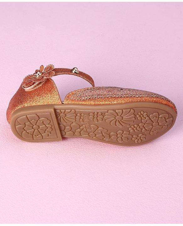 Cute Walk by Babyhug Ballerinas with Floral Applique - Orange
