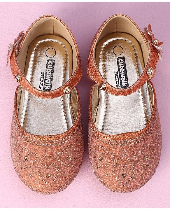 Cute Walk by Babyhug Ballerinas with Floral Applique - Orange