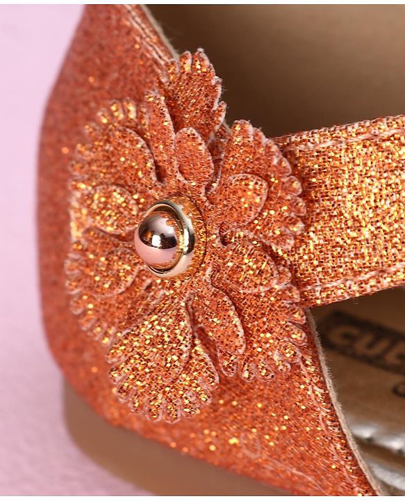 Cute Walk by Babyhug Ballerinas with Floral Applique - Orange