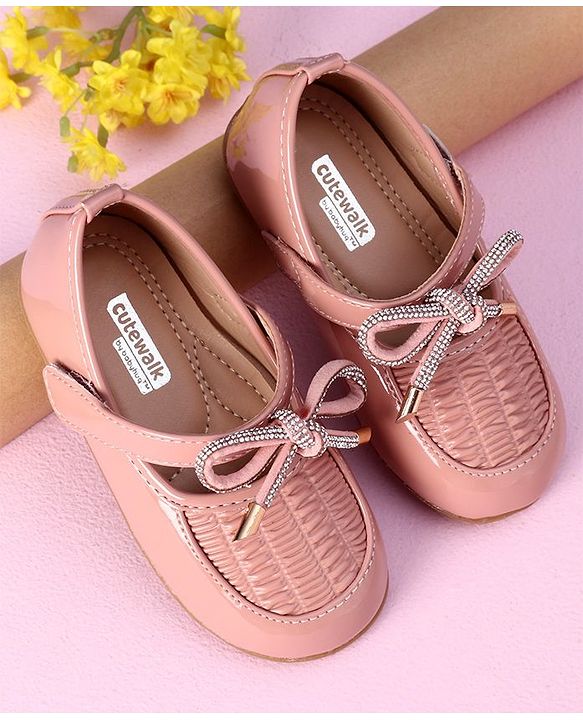 Cute Walk by Babyhug Ballerinas Lace Tie Applique- Pink