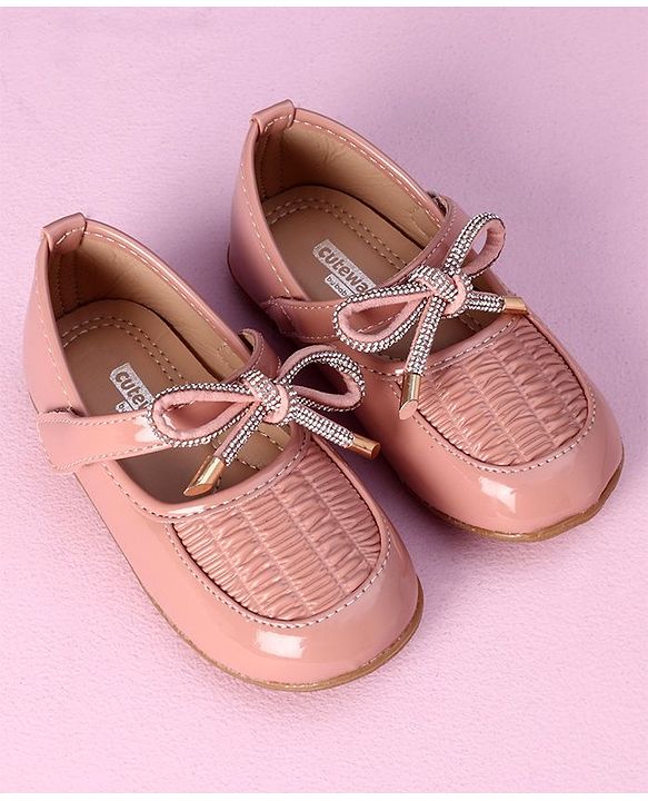 Cute Walk by Babyhug Ballerinas Lace Tie Applique- Pink