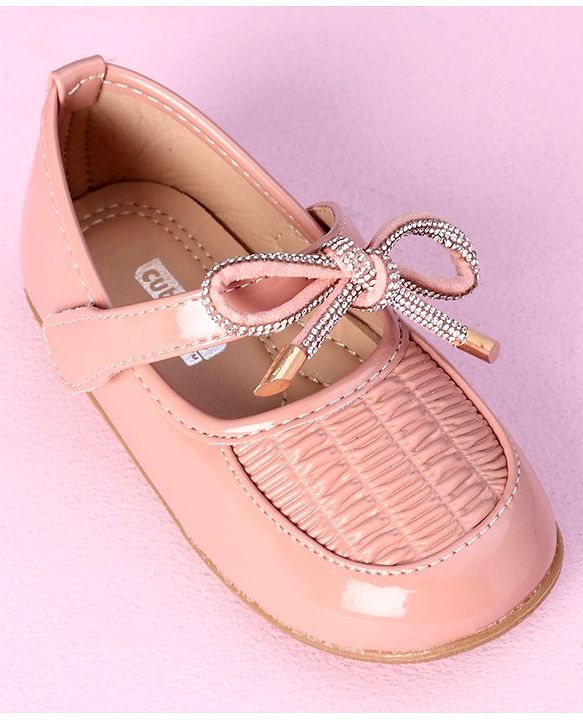 Cute Walk by Babyhug Ballerinas Lace Tie Applique- Pink
