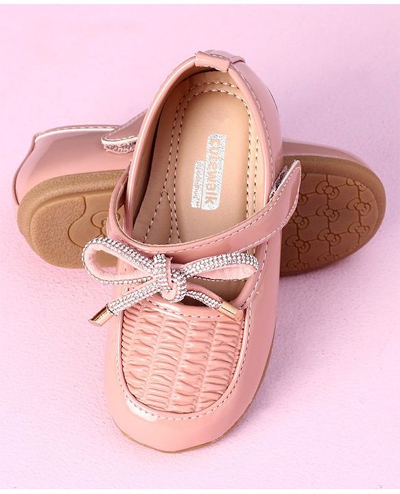Cute Walk by Babyhug Ballerinas Lace Tie Applique- Pink