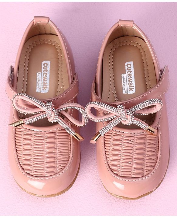 Cute Walk by Babyhug Ballerinas Lace Tie Applique- Pink