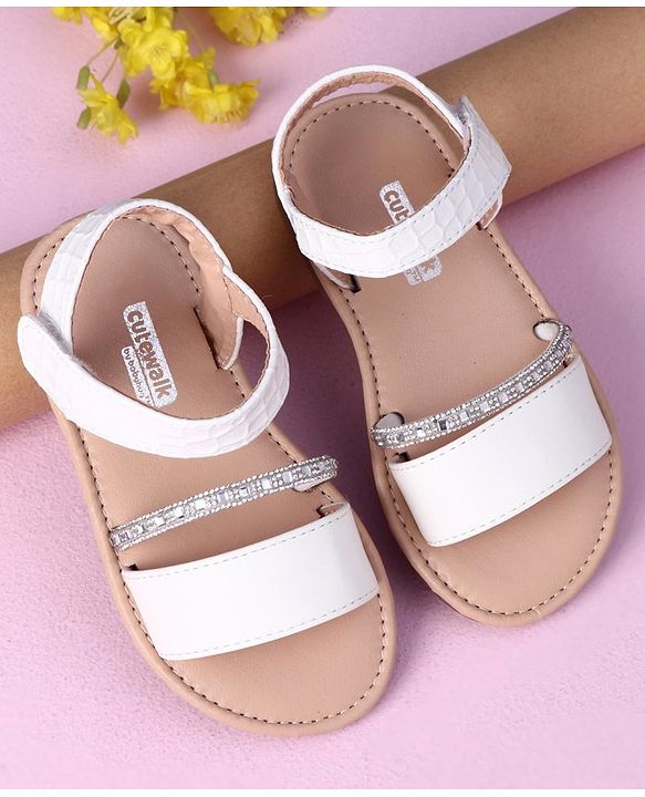 Cute Walk by Babyhug Sandals with Studded Lace - White