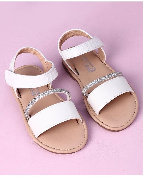 Cute Walk by Babyhug Sandals with Studded Lace - White