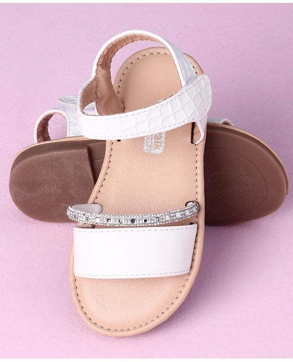 Cute Walk by Babyhug Sandals with Studded Lace - White