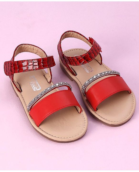 Cute Walk by Babyhug Sandals with Studded Lace - Red