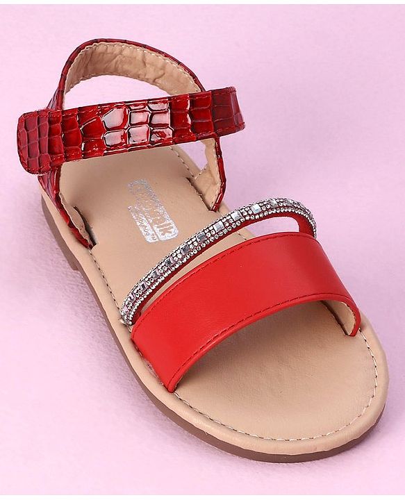 Cute Walk by Babyhug Sandals with Studded Lace - Red