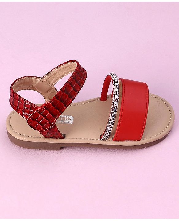Cute Walk by Babyhug Sandals with Studded Lace - Red