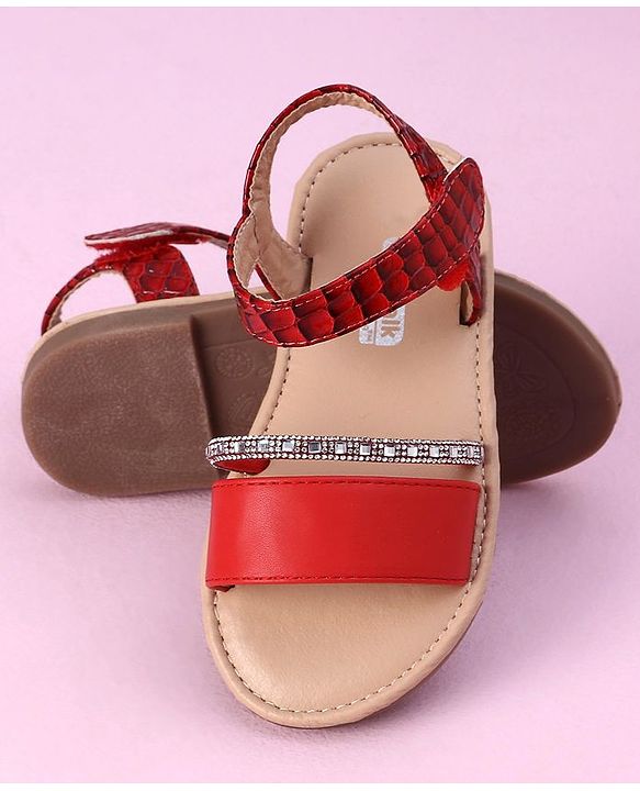 Cute Walk by Babyhug Sandals with Studded Lace - Red