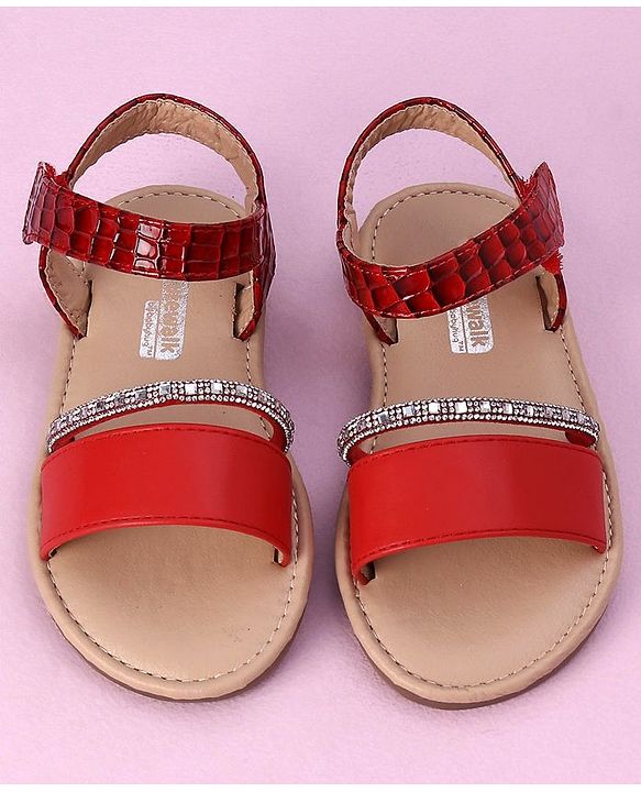 Cute Walk by Babyhug Sandals with Studded Lace - Red