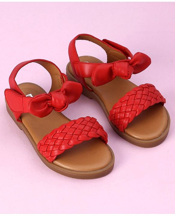 Cute Walk by Babyhug Sandals Bow Applique- Red
