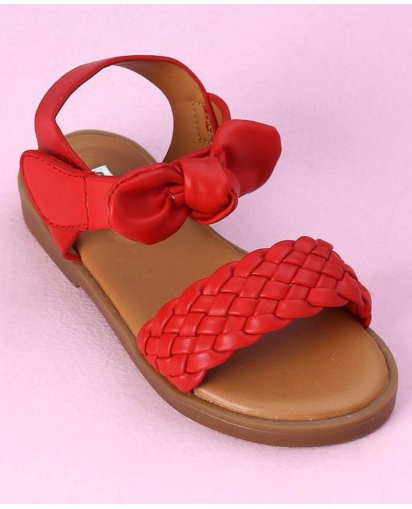 Cute Walk by Babyhug Sandals Bow Applique- Red