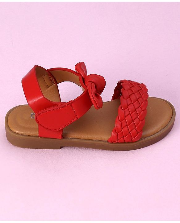 Cute Walk by Babyhug Sandals Bow Applique- Red
