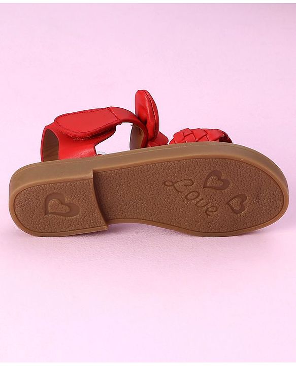 Cute Walk by Babyhug Sandals Bow Applique- Red