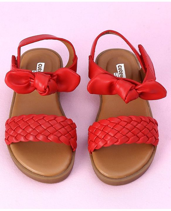 Cute Walk by Babyhug Sandals Bow Applique- Red