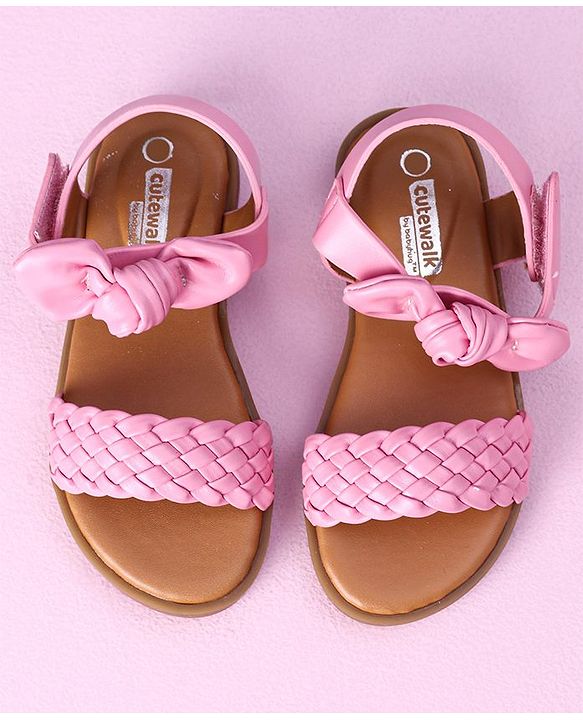 Cute Walk by Babyhug Sandals Bow Applique- Red
