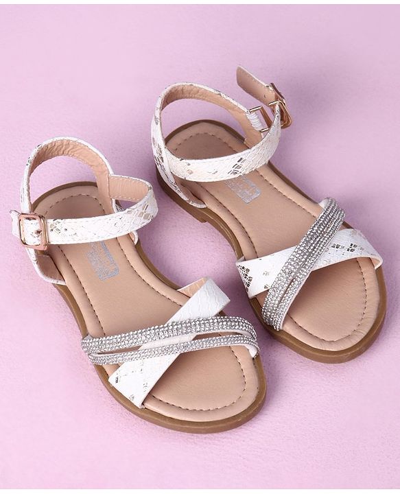 Cute Walk by Babyhug Sandals with Studded Lace - White