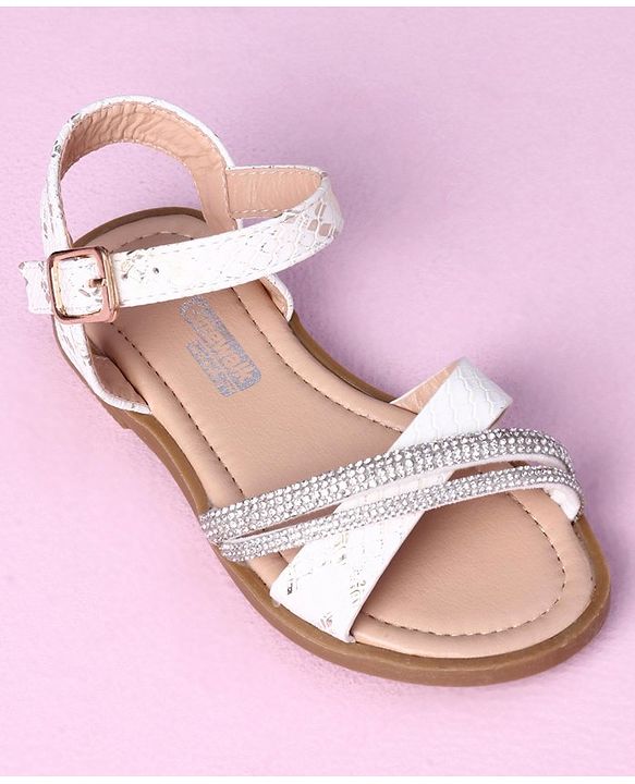 Cute Walk by Babyhug Sandals with Studded Lace - White