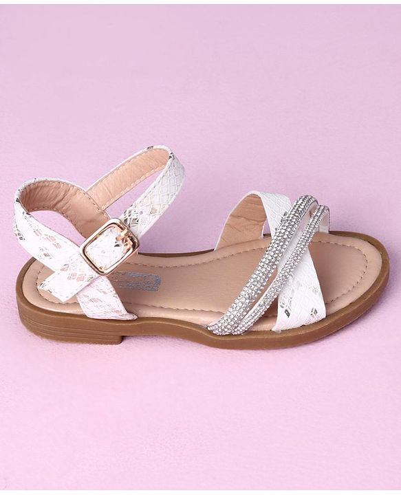 Cute Walk by Babyhug Sandals with Studded Lace - White