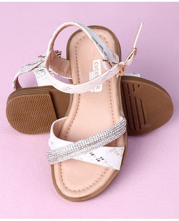 Cute Walk by Babyhug Sandals with Studded Lace - White