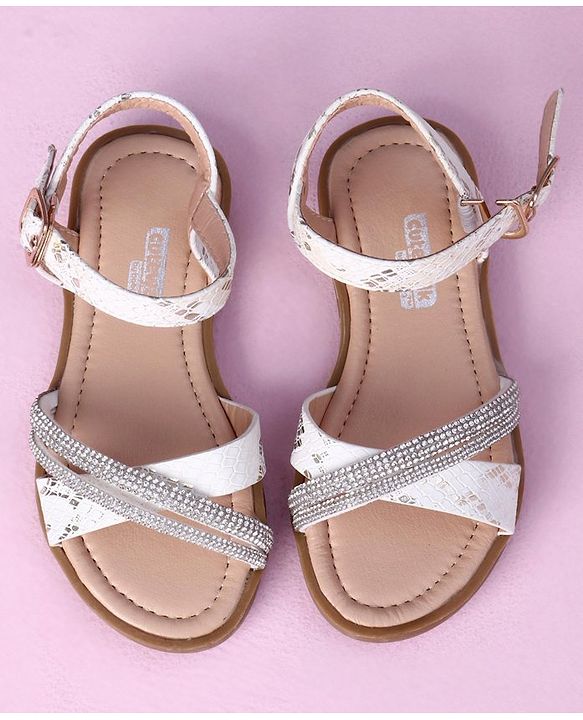 Cute Walk by Babyhug Sandals with Studded Lace - White