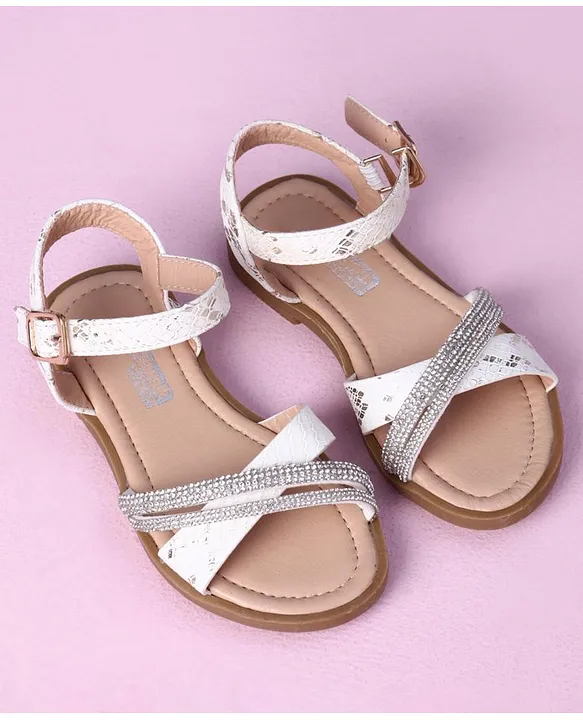 Buy Cute Walk by Babyhug Sandals with Studded Lace White for Girls