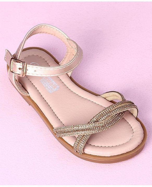 Cute Walk by Babyhug Sandals with Studded Lace - Gold