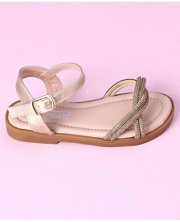 Cute Walk by Babyhug Sandals with Studded Lace - Gold