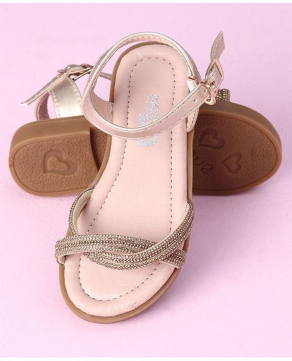 Cute Walk by Babyhug Sandals with Studded Lace - Gold