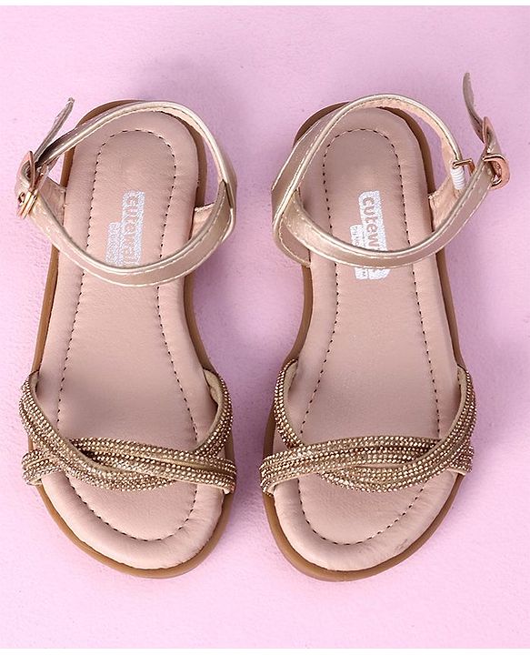 Cute Walk by Babyhug Sandals with Studded Lace - Gold